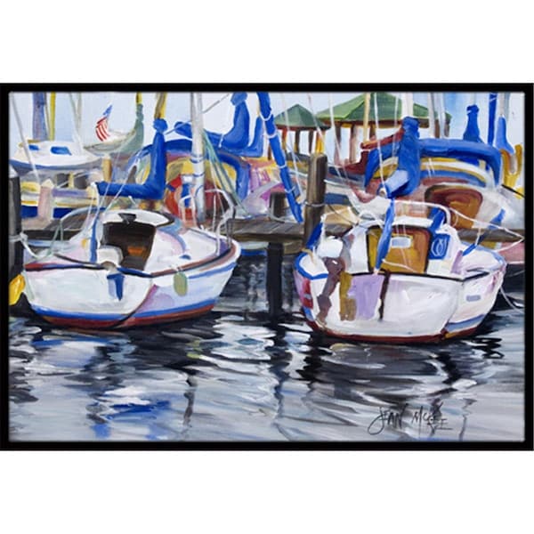 Carolines Treasures Sailboats Indoor and Outdoor Mat- 18 x 27 in. JMK1054MAT - main